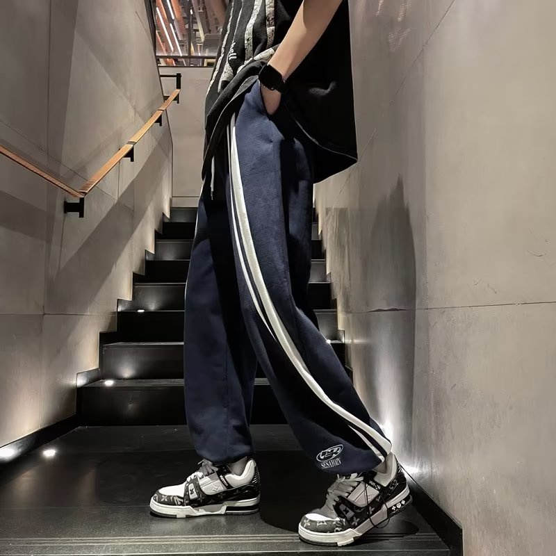 Quần Legging Thể Thao Ống Rộng Họa Tiết Kẻ Sọc Thời Trang Mùa Hè Cho Nam