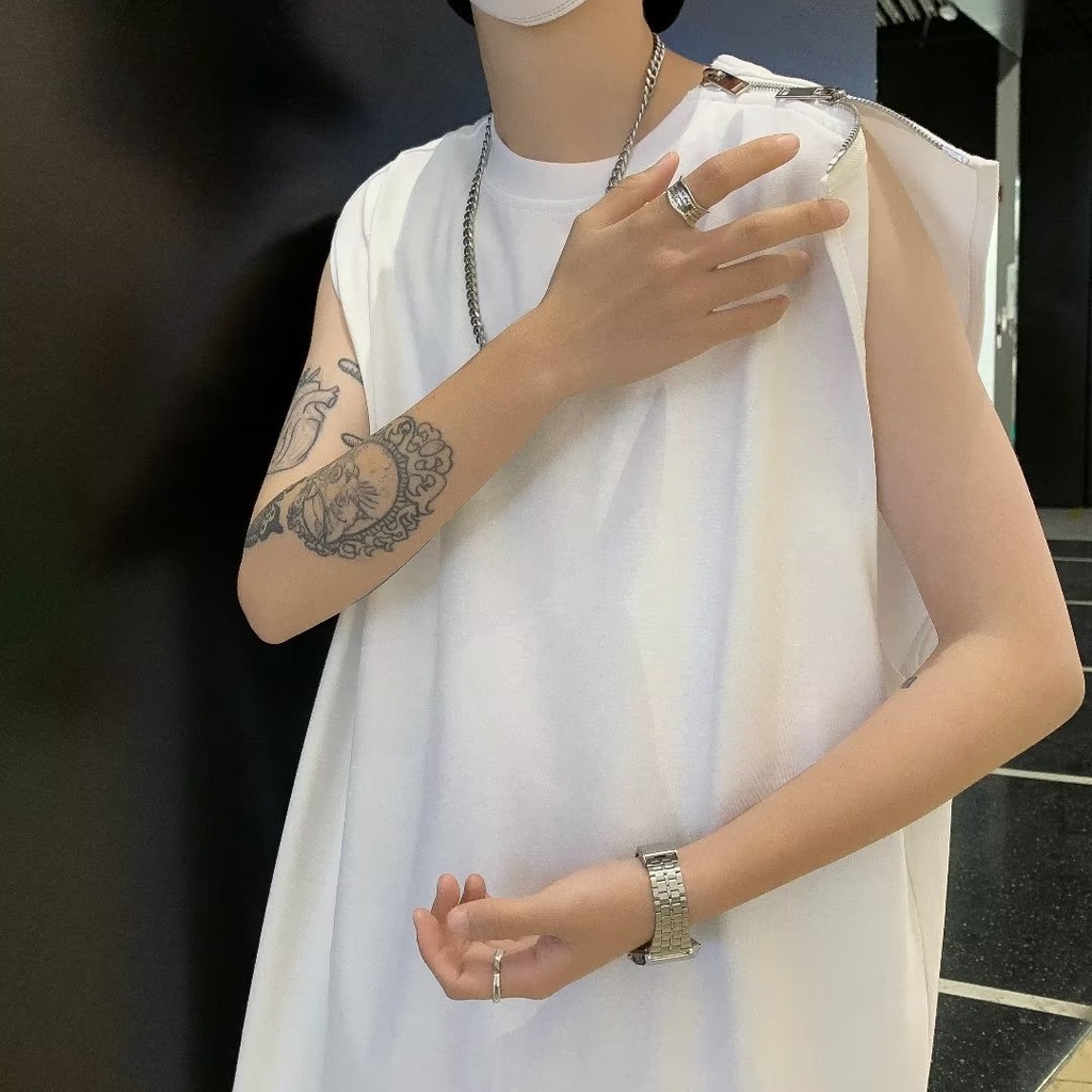 Áo Thun Cotton Sát Nách Màu Trắng Thời Trang Đường Phố Mùa Hè Cho Nam