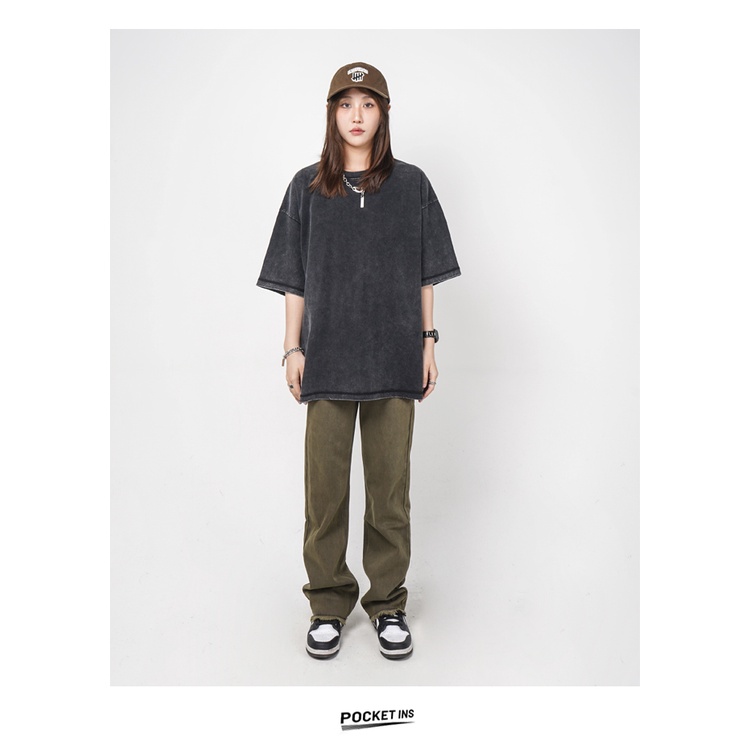 Quần Dài Dáng Suông Rộng Phối Túi Phong Cách Retro Dành Cho Nam Giới