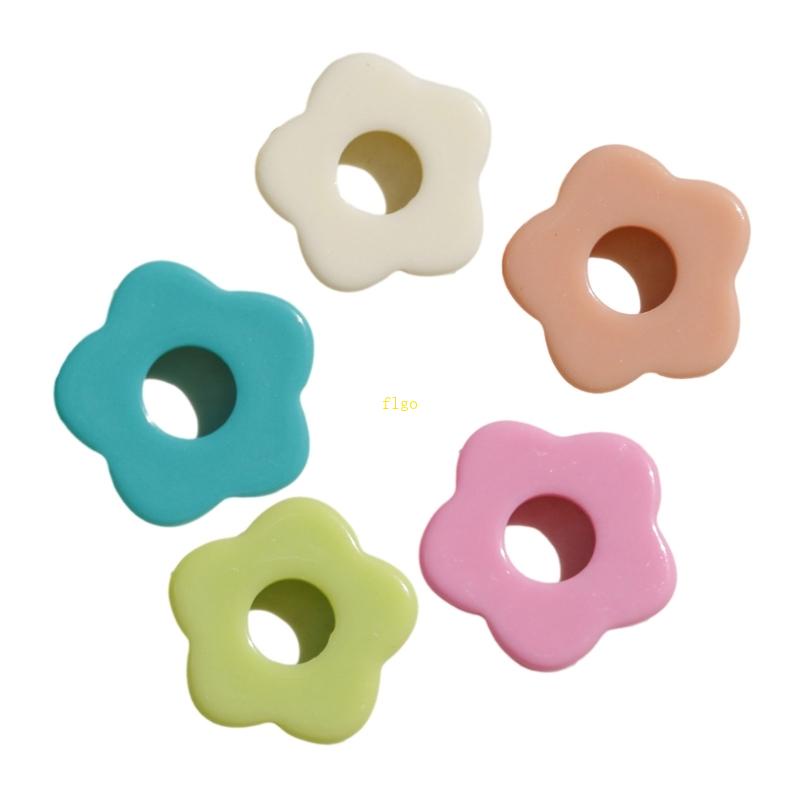 Set 5 Mặt Vòng cổ Bằng Nhựa Hình Hoa Năm Cánh DIY