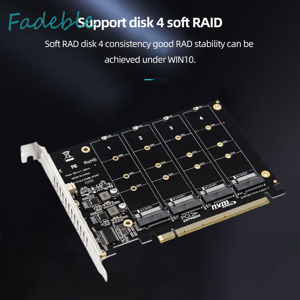Bộ ChuyểN ĐổI Ổ CứNg 4 CổNg M.2 NVME SSD Sang PCIE X16, Hỗ Trợ 2230 / 2242 / 2260 / 2280