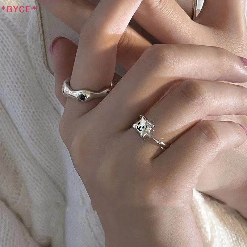 Nhẫn Mạ Bạc Hình Chú Chó Hoạt Họa Đáng Yêu Có Thể Điều Chỉnh Cho Nữ Mới