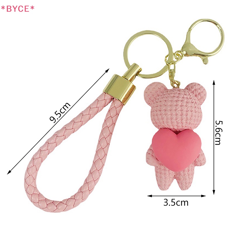 Móc Chìa Khóa Resin Hình Trái Tim / Gấu Hoạt Hình Dễ Thương Mới