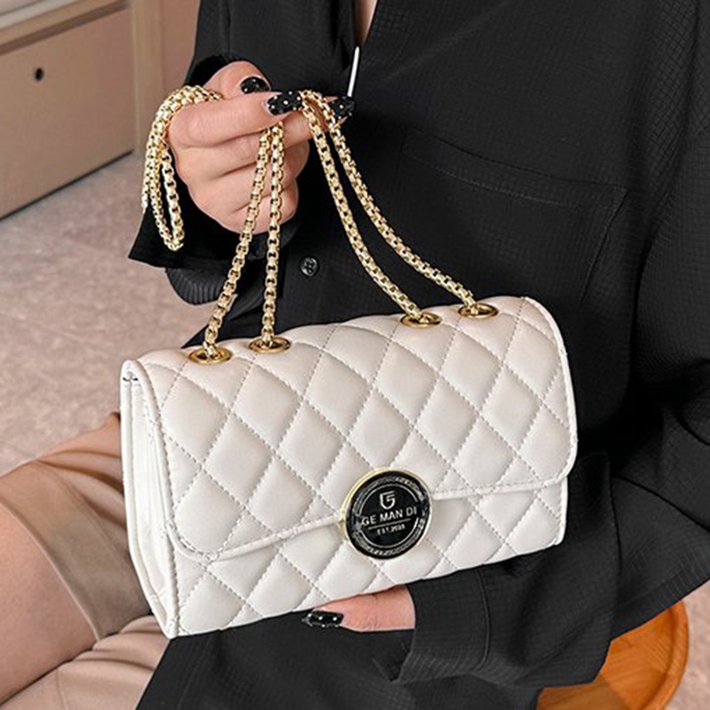 Túi Đeo Chéo Hình Vuông Cỡ Nhỏ Phối Dây Đeo Sợi Xích Thời Trang Cho Nữ