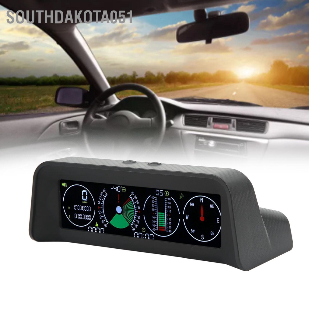 Southdakota051 Xe HUD Màn Hình LCD Overspeed Báo Động Đo Độ Cao Hiển Thị La Bàn Kỹ Thuật Số Đa Năng GPS Đồng Hồ Tốc