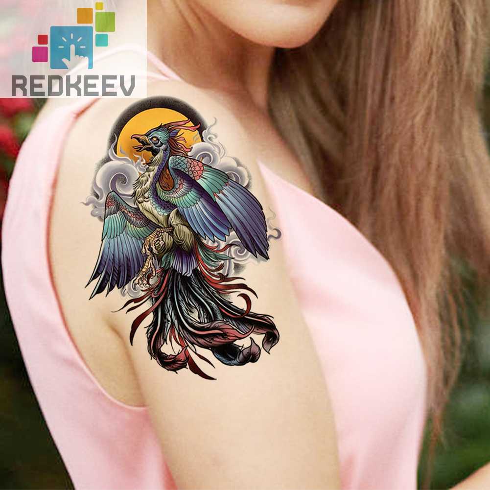 Bộ 2 Hình Xăm Giả Hình Phượng Hoàng Chống Nước 5.83x8.27in Dùng Một Lần