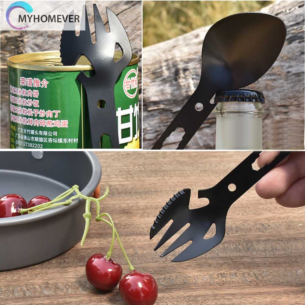 Muỗng Nĩa Đa Chức Năng EDC Bằng Thép Không Gỉ Dùng Khi Đi Dã Ngoại