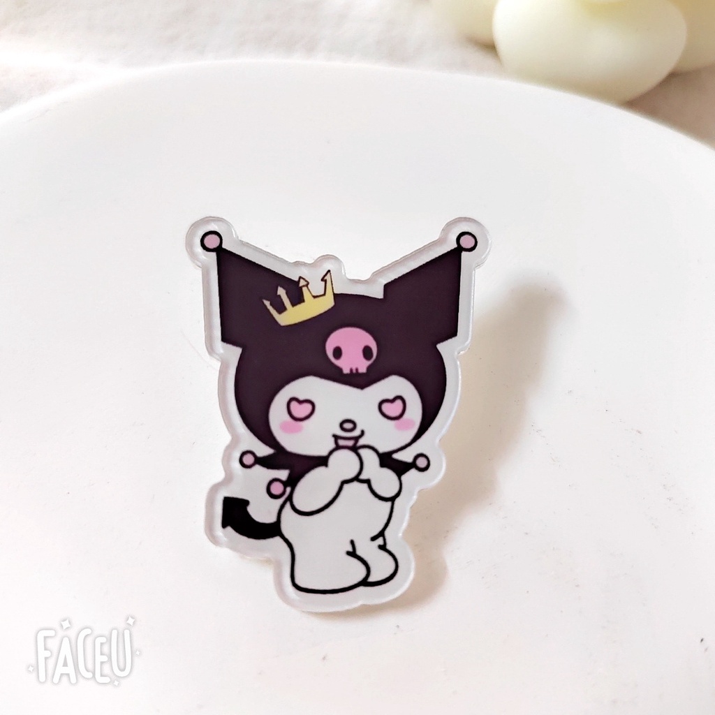 Phim hoạt hình sanrio kuromi acrylic tự làm trâm cài áo cô gái dễ thương trang trí hành lý badg h0236