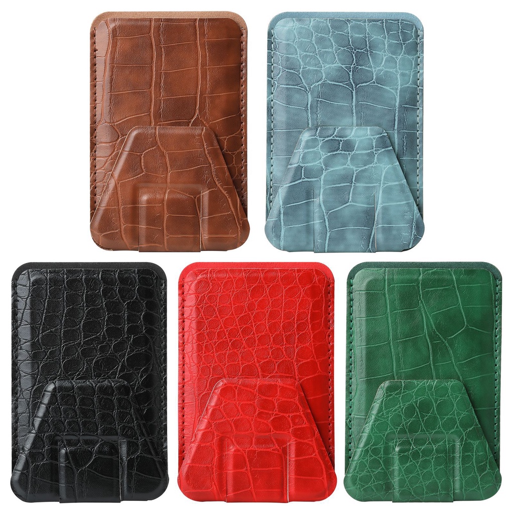 Giá Đỡ Điện Thoại Từ Tính Siêu Mạnh Họa Tiết Da Cá Sấu Có Ngăn Đựng Thẻ Cho iPhone 14 13 12 Pro Max Mini Plus