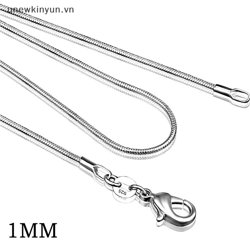 Vòng cổ Mạ Bạc 925 1mm 16 &quot;18&quot; 20 &quot;22&quot; 24 &quot;Thời Trang