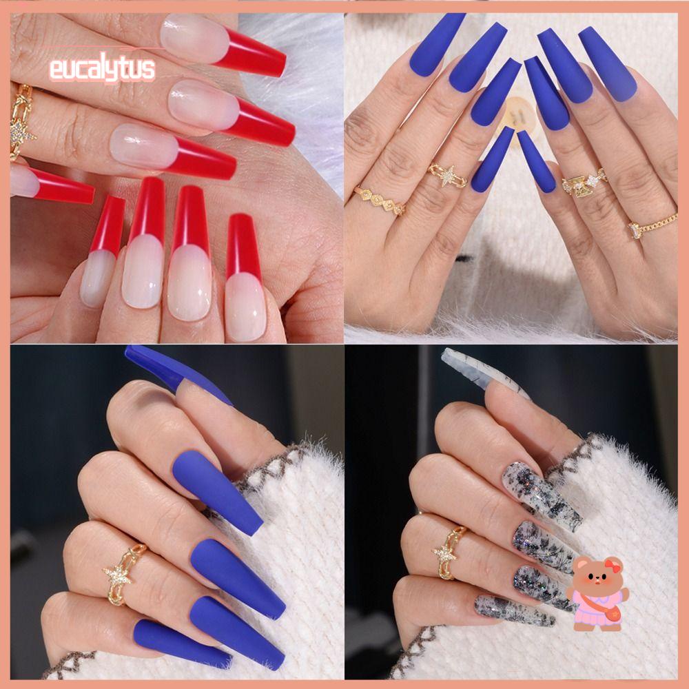 Bộ 24 Móng Tay Giả Dáng Dài Che Phủ Toàn Diện