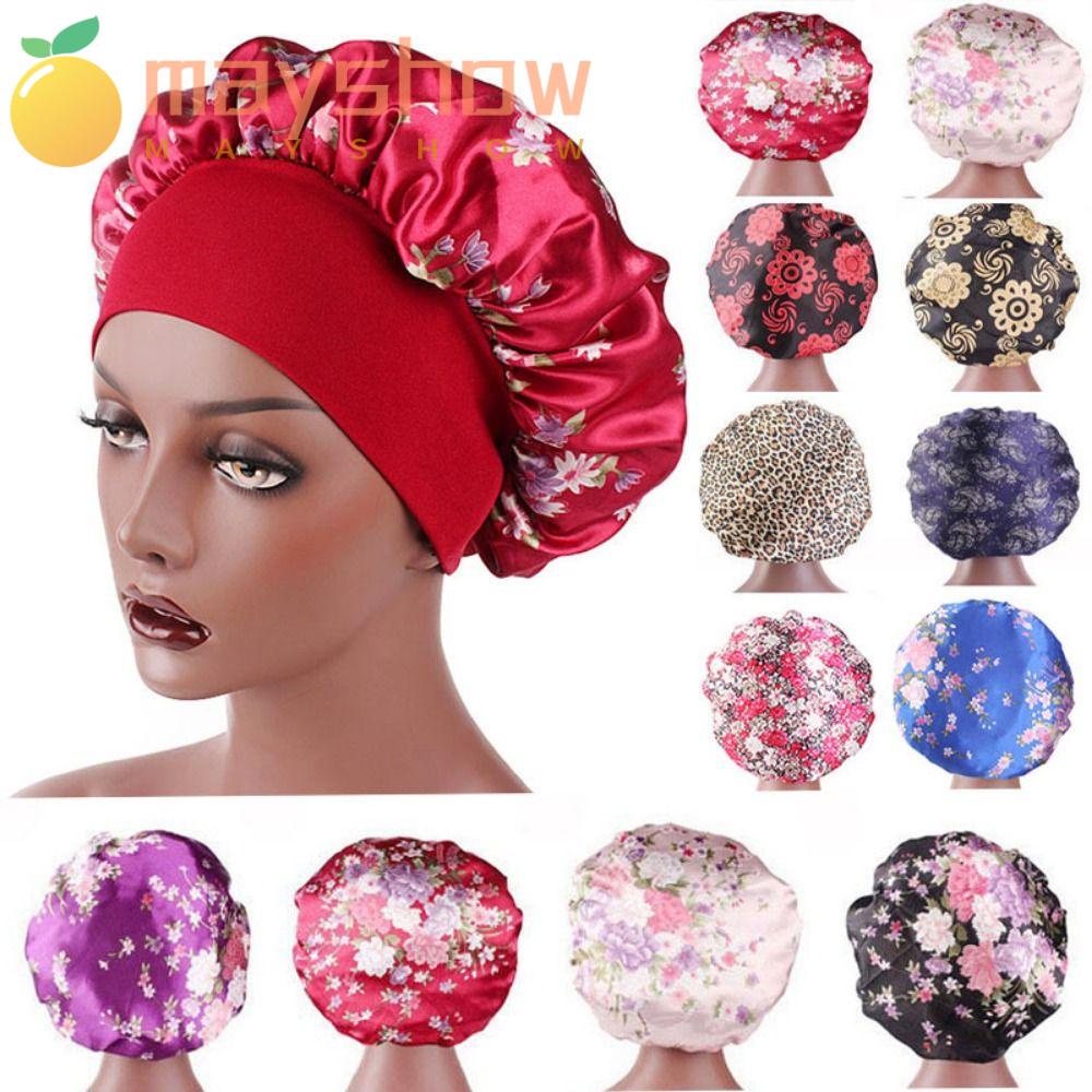 Mũ Trùm Đầu Bằng Satin Co Giãn In Họa Tiết Hoa Dùng Khi Ngủ