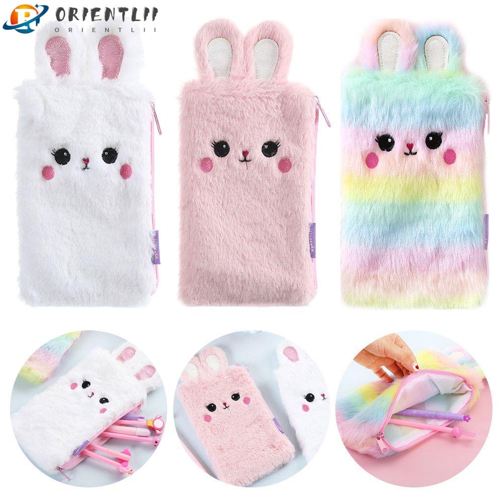 Túi Đựng Bút Phối Lông Họa Tiết Hoạt Hình Dễ Thương