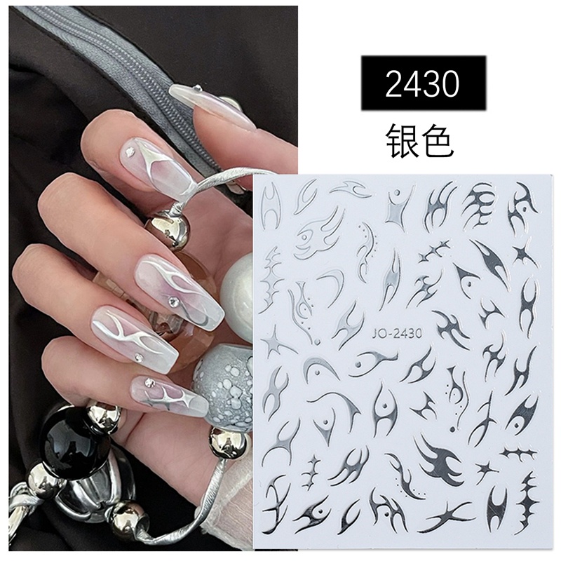 Miếng Dán Trang Trí Móng Tay Hình Ngọn Lửa DIY Y2K Phong Cách Unisex