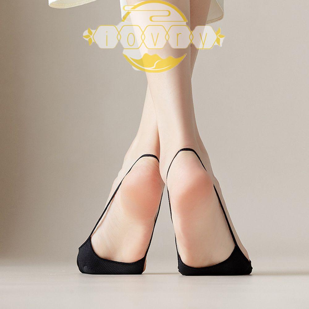 Vớ Lụa Lạnh Vô Hình Phối Lưới Thoáng Khí Màu Đất Đơn Giản Thời Trang Cho Nữ