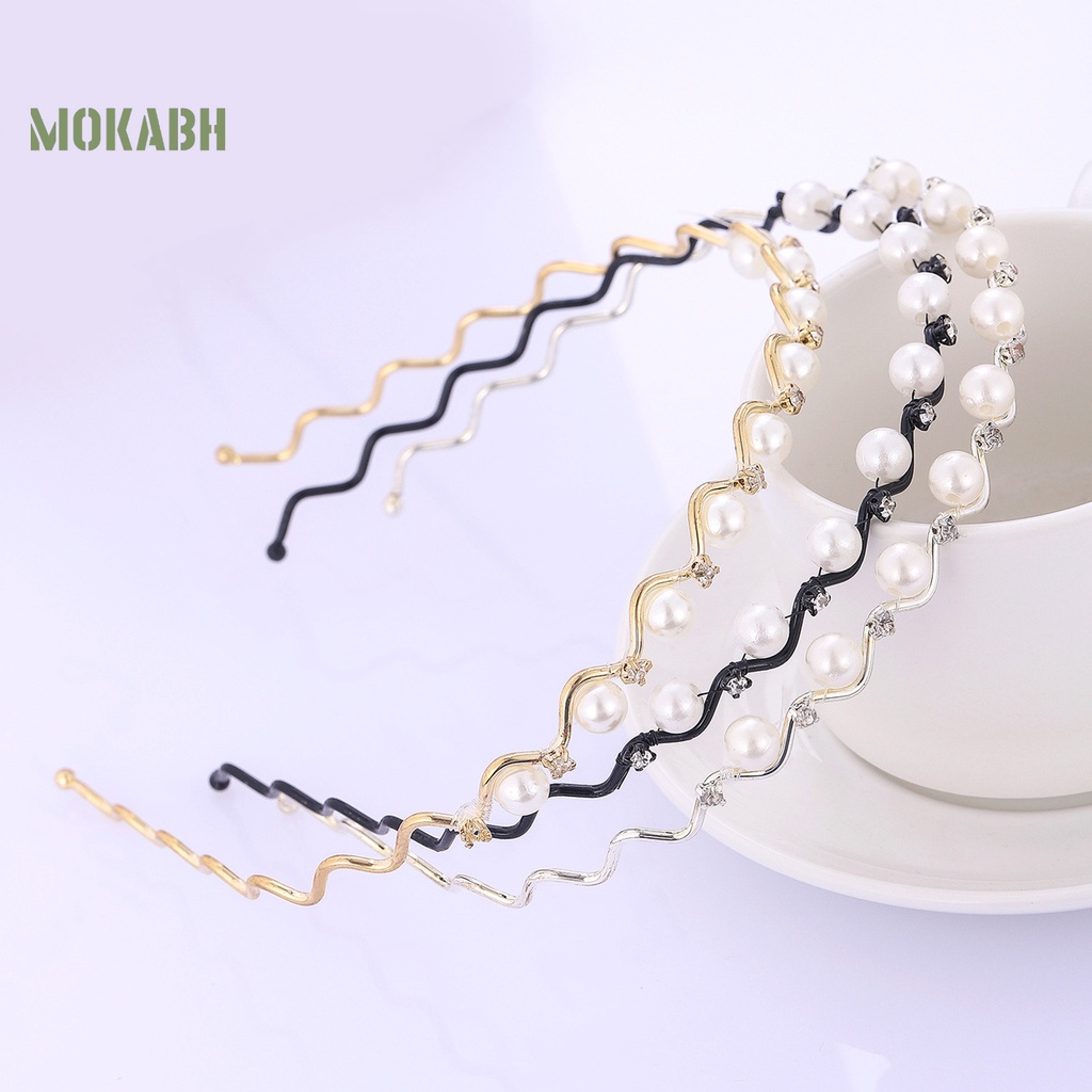 Băng Đô Cài Tóc Co Giãn Đính Đá Giả Ngọc Trai Chống Trượt Thời Trang Dự Tiệc Cho Nữ