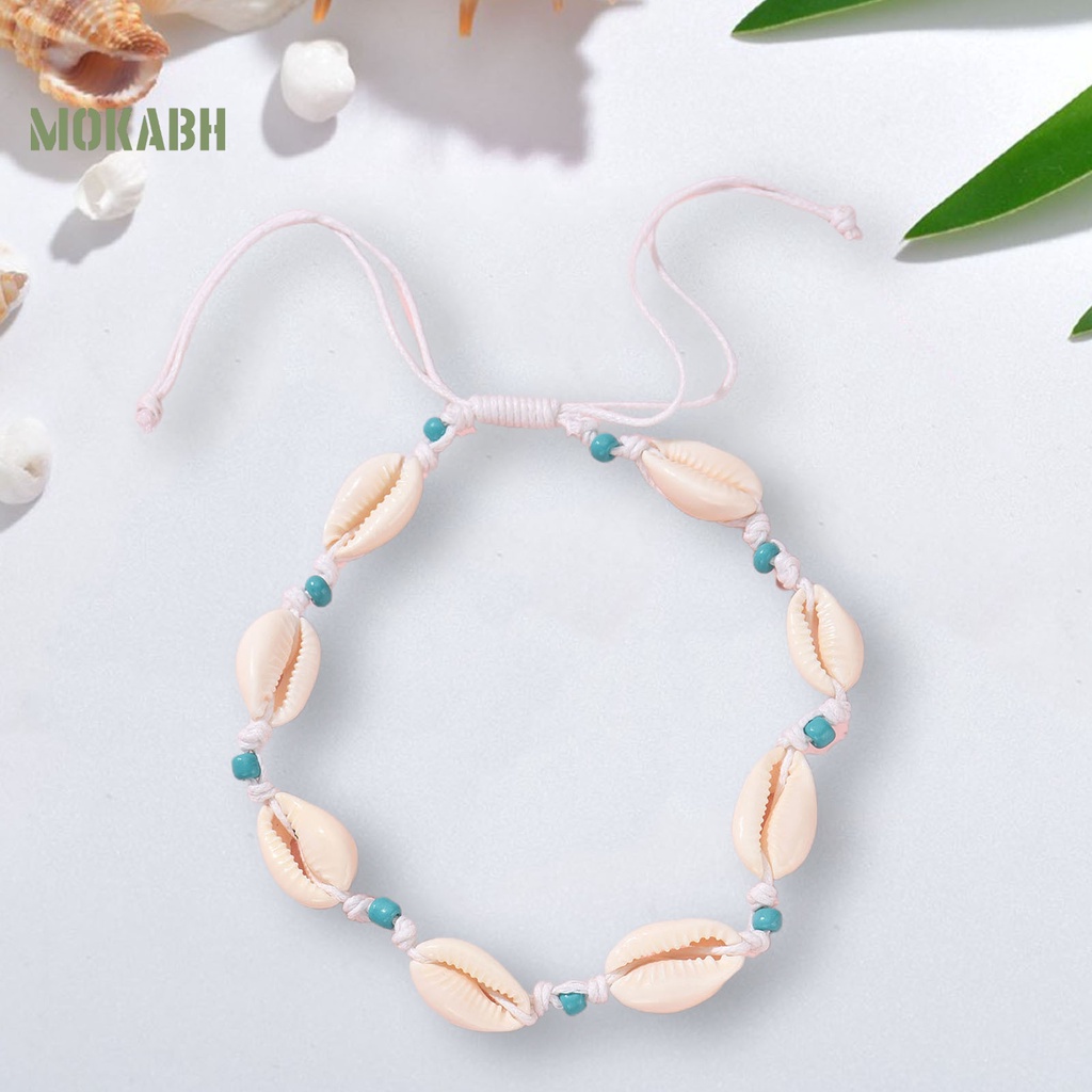 Lắc Chân Bện Dây Đính Vỏ Sò Phong Cách Bohemia Thanh Lịch Cho Nữ