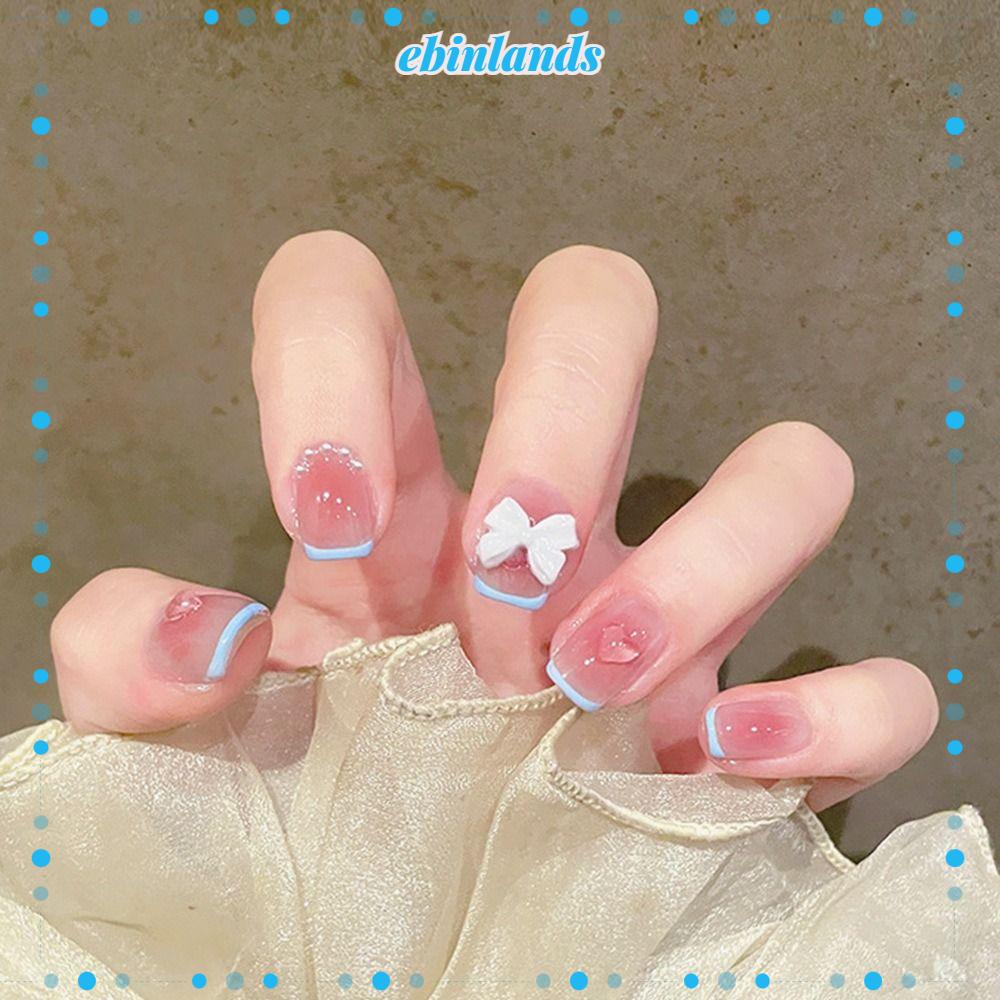 Bộ Móng Tay Giả Đính Nơ Phong Cách Anh Quốc