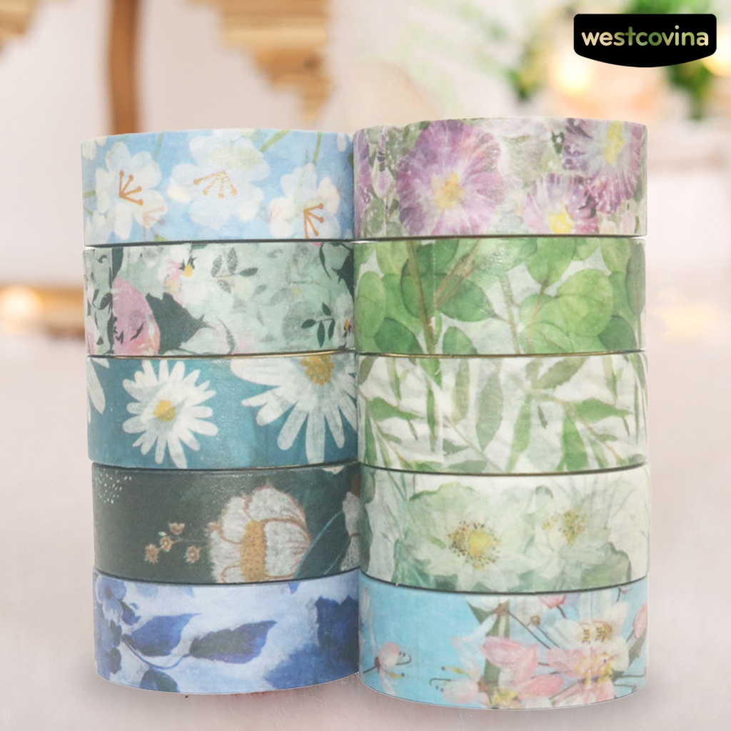 [WSTN]✎Set 20 Cuộn Băng Dính Washi In Họa Tiết Hoa Có Thể Tháo Gỡ Trang Trí Sổ Tay