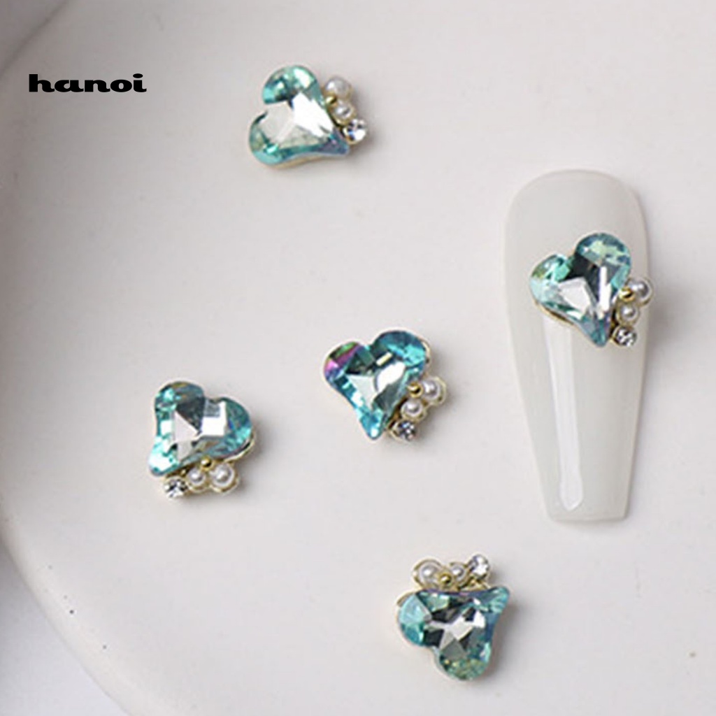 Set 10 Hạt Ngọc Trai Giả Trái Tim Ba Chiều Dán Móng Nghệ Thuật DIY