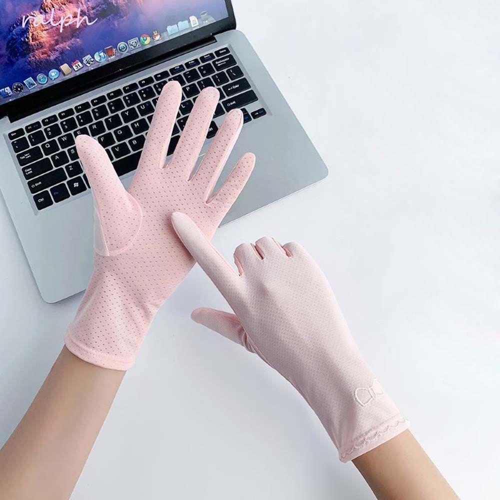 Găng Tay Chống Nắng Chống Tia UV Chống Trượt Thêu Họa Tiết Thời Trang Cho Nữ