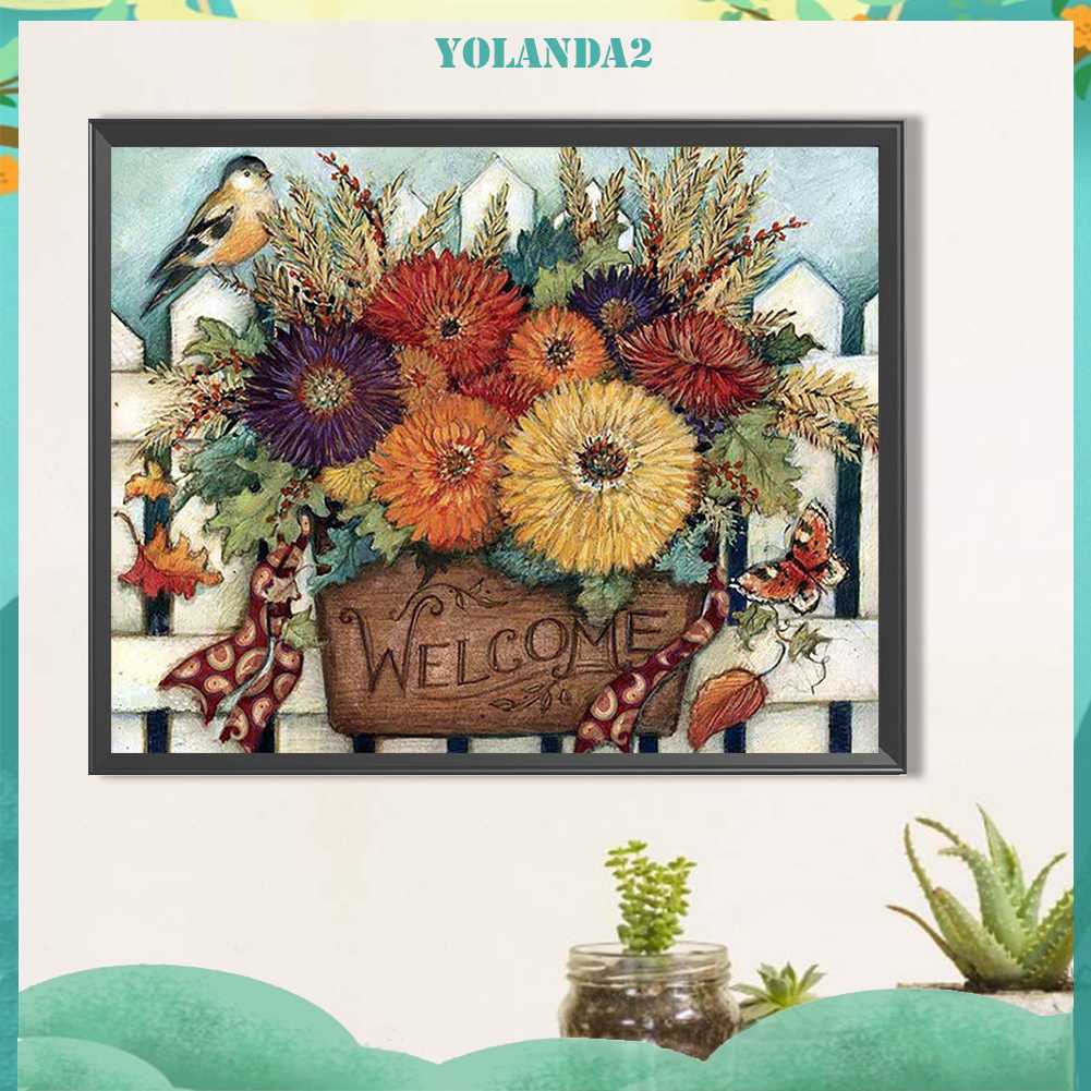 Tranh Đính Đá Kim Cương Toàn Bộ 5D DIY Hình Vẽ Hoa Trang Trí Nhà Cửa