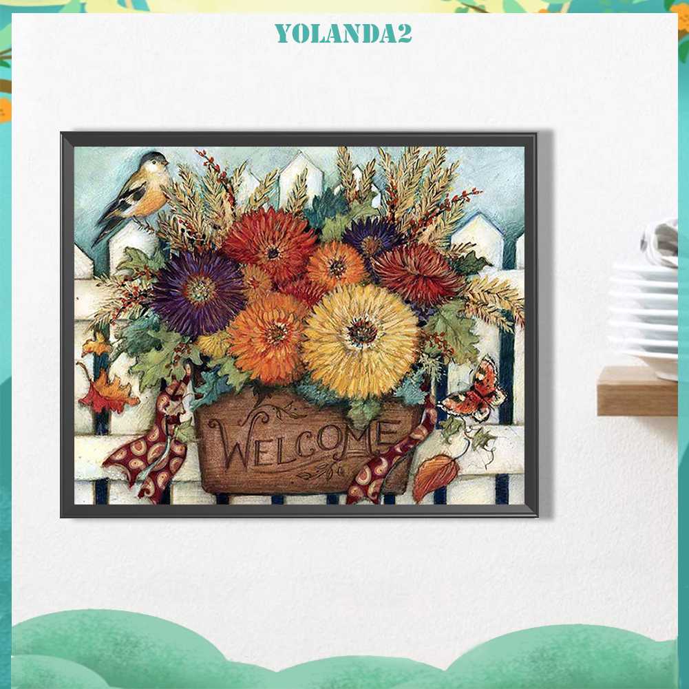 Tranh Đính Đá Kim Cương Toàn Bộ 5D DIY Hình Vẽ Hoa Trang Trí Nhà Cửa