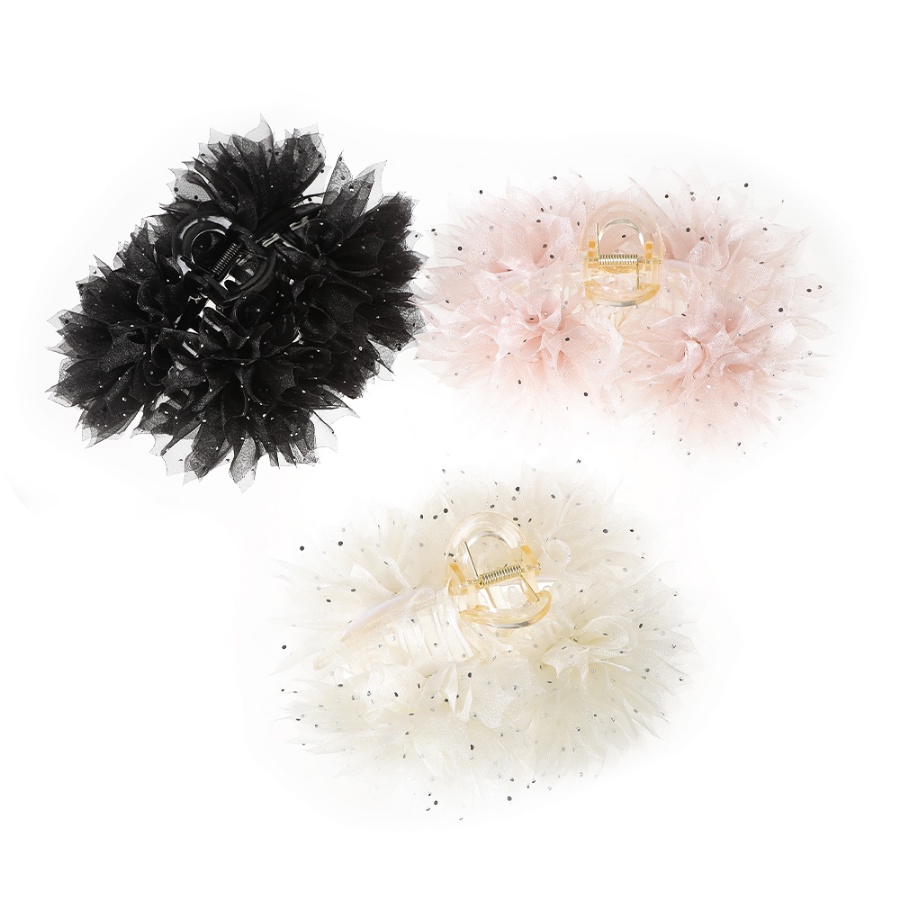 Kẹp Tóc Đuôi Ngựa Bằng Acrylic Hình Hoa Lưới Đính Kim Cương Phong Cách Hàn Quốc