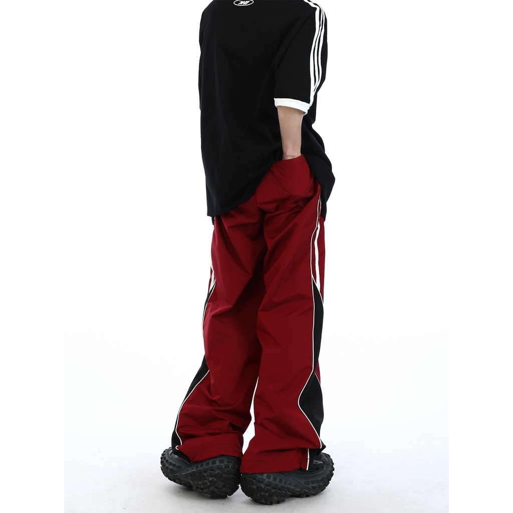 Maxdstr Quần Dài Ống Loe Thẳng Họa Tiết Kẻ Sọc Hai Bên Thiết Kế Retro Mỹ Cao Cấp