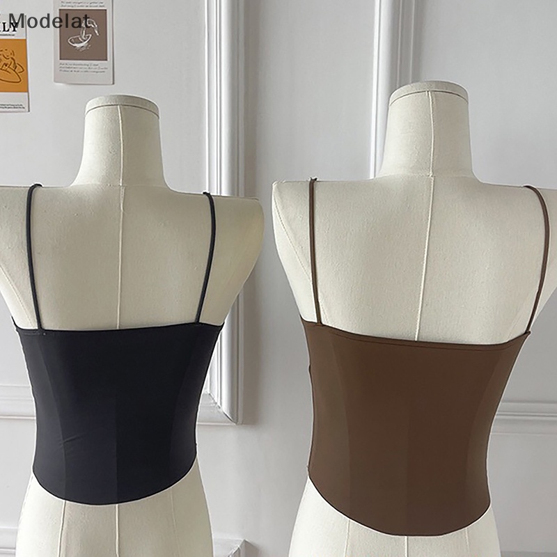 Mfc Áo Hai Dây Mỏng Mùa Hè Có Đệm Ngực Màu Trơn Gợi Cảm Cho Nữ WTD