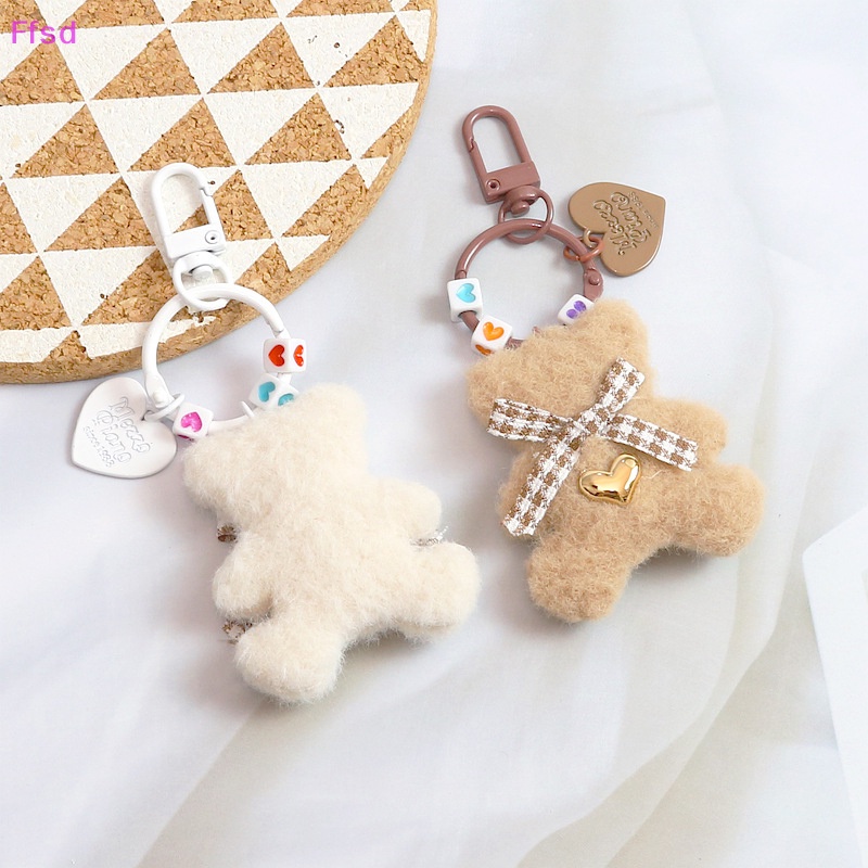 {Ffsd} 1 Móc Khóa Gấu Bông Mềm Thắt Nơ Hoạt Hình Dễ Thương * Hàng Bán Chạy