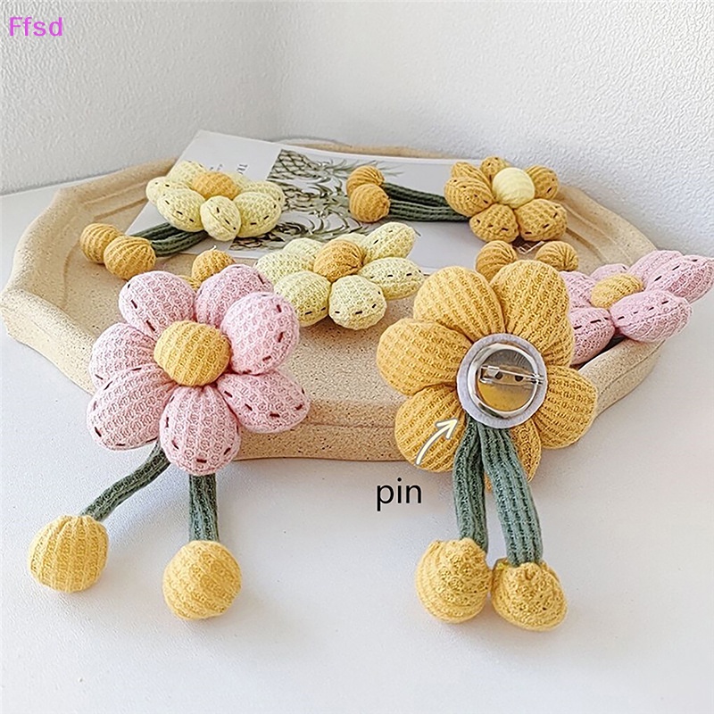 {Ffsd} Trâm Cài Áo Vải Dệt Kim Hình Hoa Hướng Dương Dễ Thương Phụ Kiện Quần Áo Túi Xách *