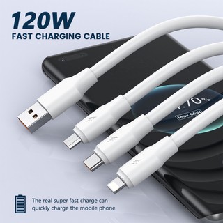 Cáp SạC Nhanh 120W 6A 1M MàU Cam Cho Android Micro USB Type C IOS