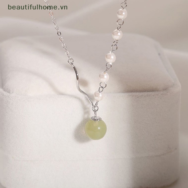 [beautifulhome] Vòng Cổ Hạt Ngọc Trai Hetian Nhỏ Thanh Lịch Màu Vàng Đồng Đính Hạt Ngọc Trai Trang Sức Cho Nữ [beauty]
