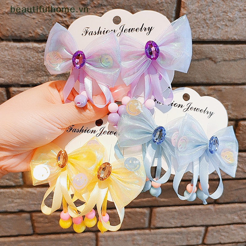 [beautifulhome] Kẹp Tóc Ruy Băng Bướm Đính Kim Cương Nhiều Màu Sắc Công Chúa Nhỏ Nhắn Cho Bé Gái [beauty Accessoires]