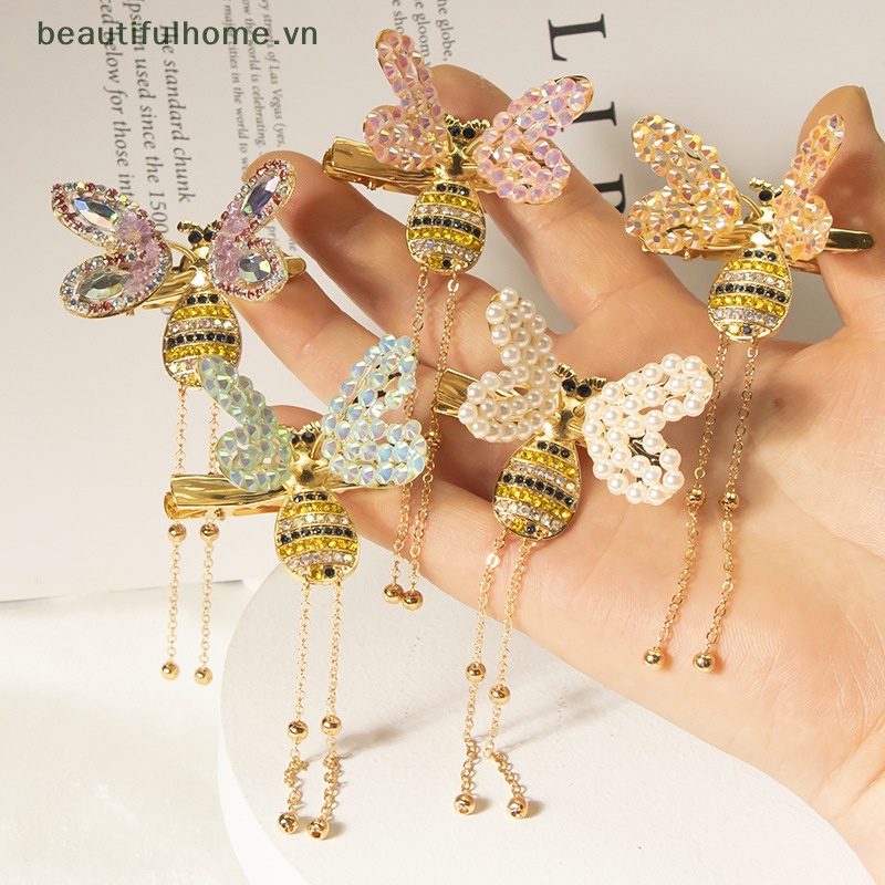 Kẹp Tóc Trang Sức Hình Cánh Ong Phối Tua Rua Dễ Thương Cho Bé Gái
