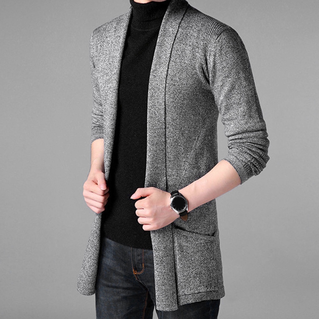 Áo Khoác Cardigan Dệt Kim Màu Sắc Tinh Khiết Chống Nhăn Thời Trang Thu Đông Cho Nam Giới