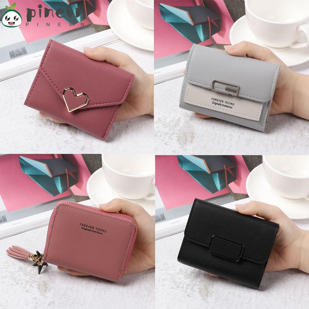 Ví Da PU Đựng Thẻ 4 Kiểu Có Khóa Kéo Thời Trang Giá Đỡ