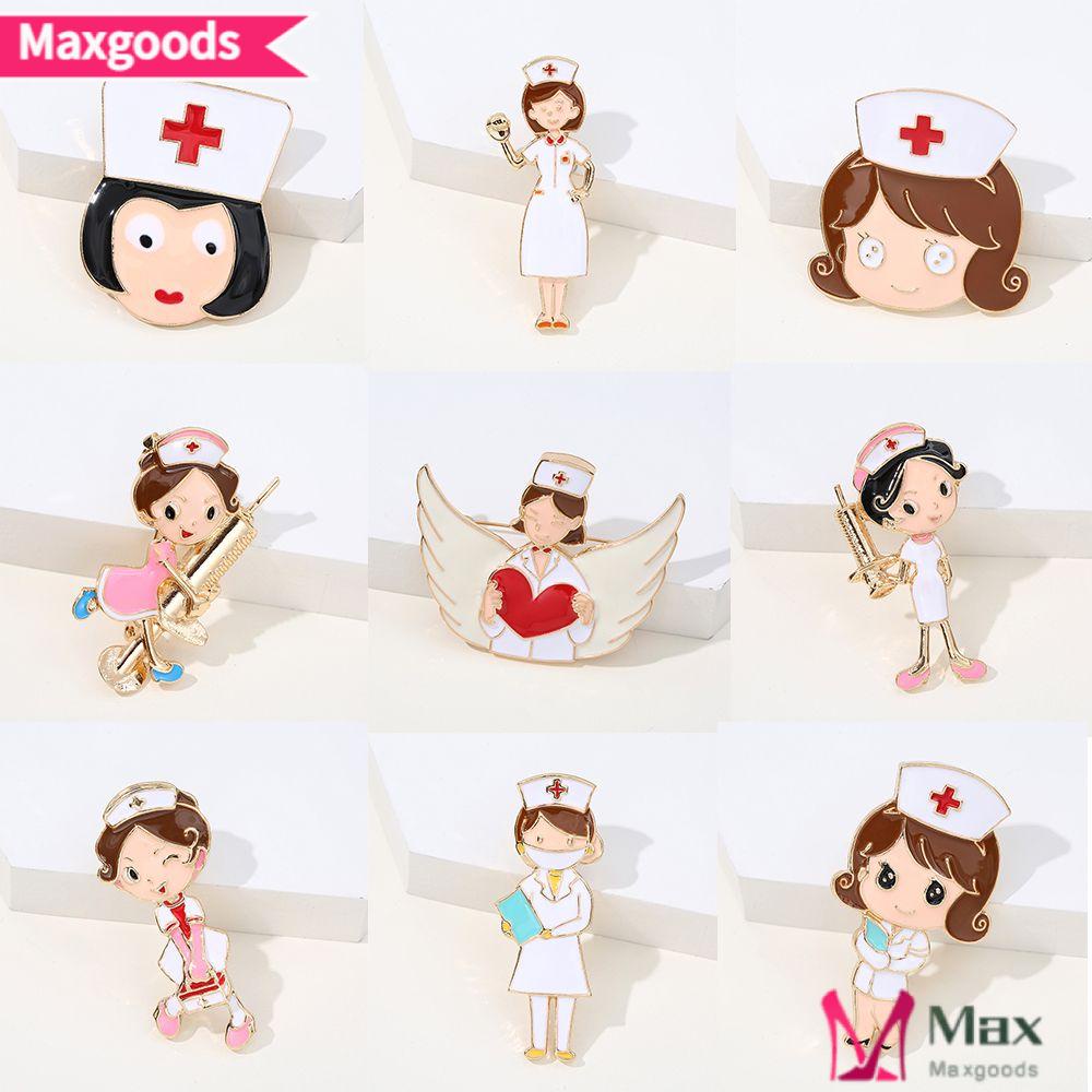 MAXG Trâm Cài Áo Kim Loại Hình Y Tá Hoạt Hình Dễ Thương