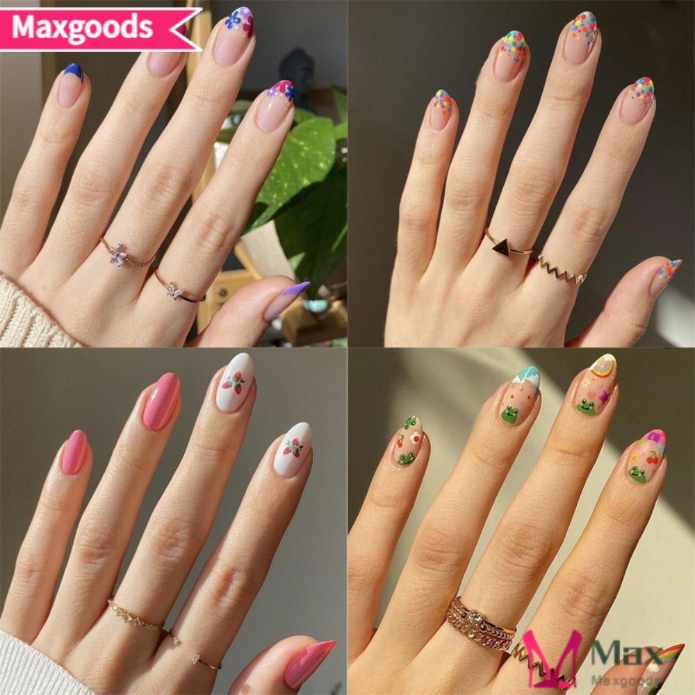 Bộ Móng Tay Giả Có Thể Tháo Rời Dạng Nhấn Phong Cách Pháp