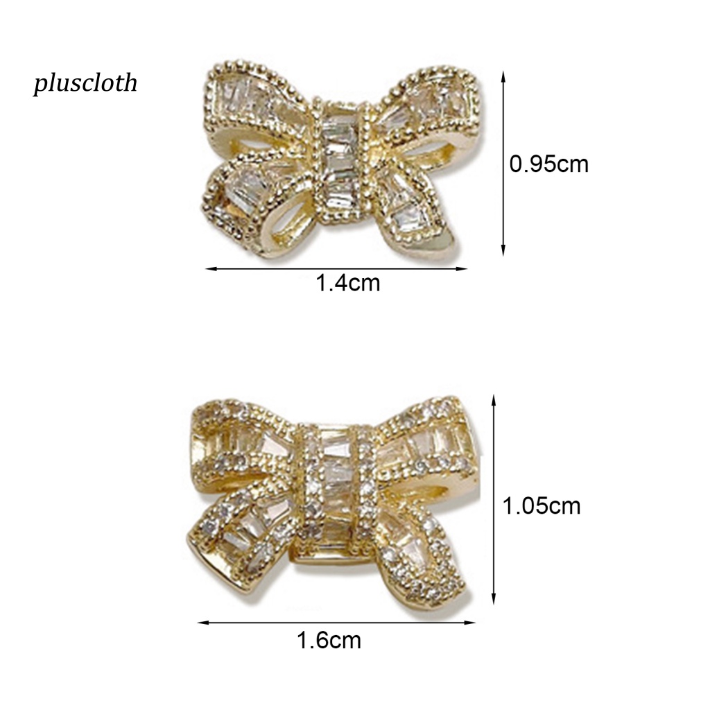 < Pluscloth > Phụ Kiện Trang Trí Móng Tay Nghệ Thuật Hình Nơ Ba Chiều Sáng Bóng Cao Cấp Màu Bạc / Vàng Sáng Bóng Sang Trọng DIY