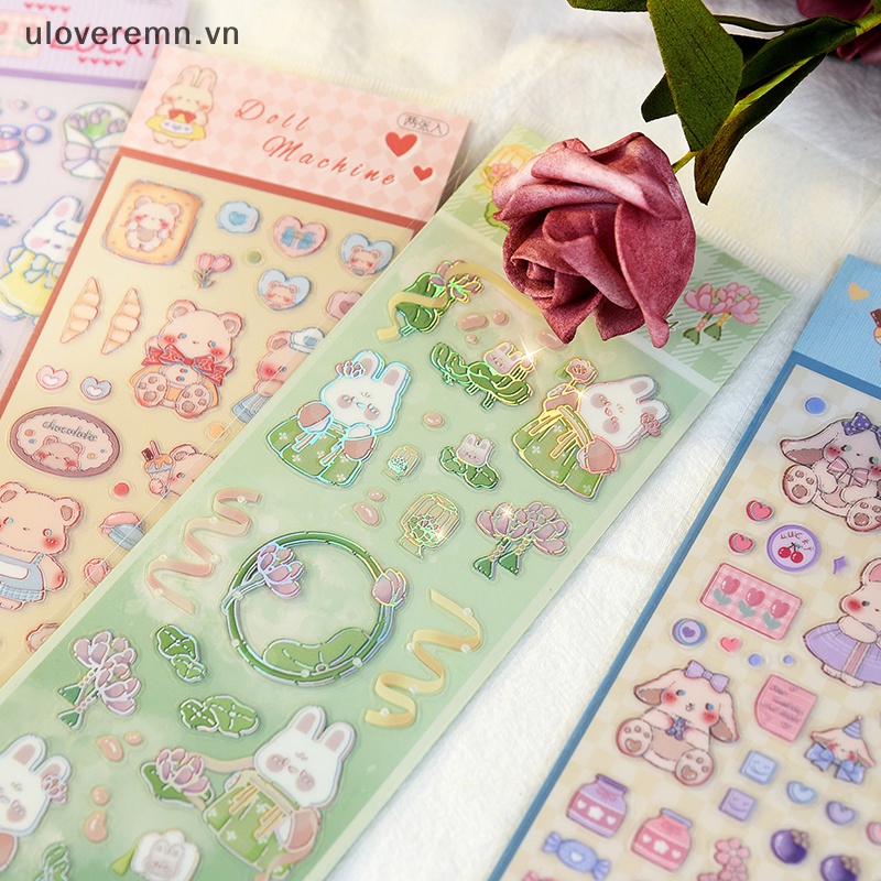 Set 2 Tấm Sticker Dán Khung Ảnh Họa Tiết Hoạt Hình Lấp Lánh Chống Thấm Nước