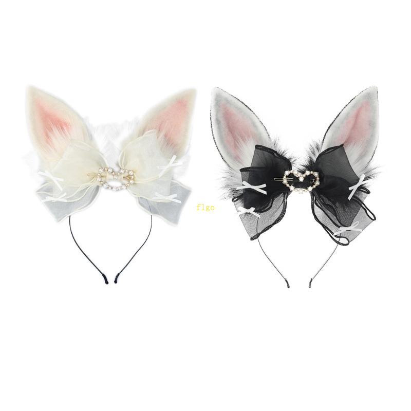 Băng Đô Tai Thỏ Kèm Sợi Lưới Hóa Trang