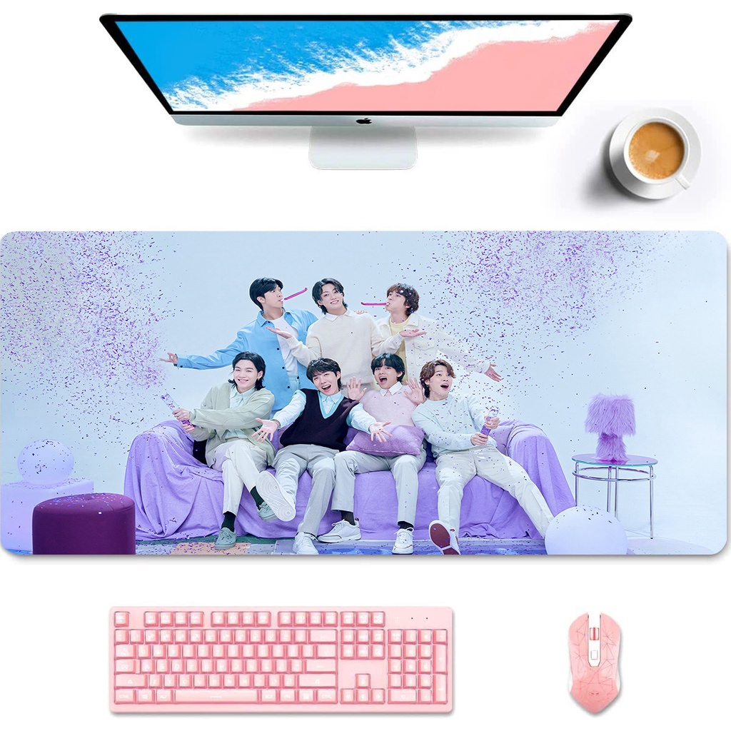 Tấm Lót Chuột Bàn Phím Chống Trượt In Hình Nhóm Nhạc BTS