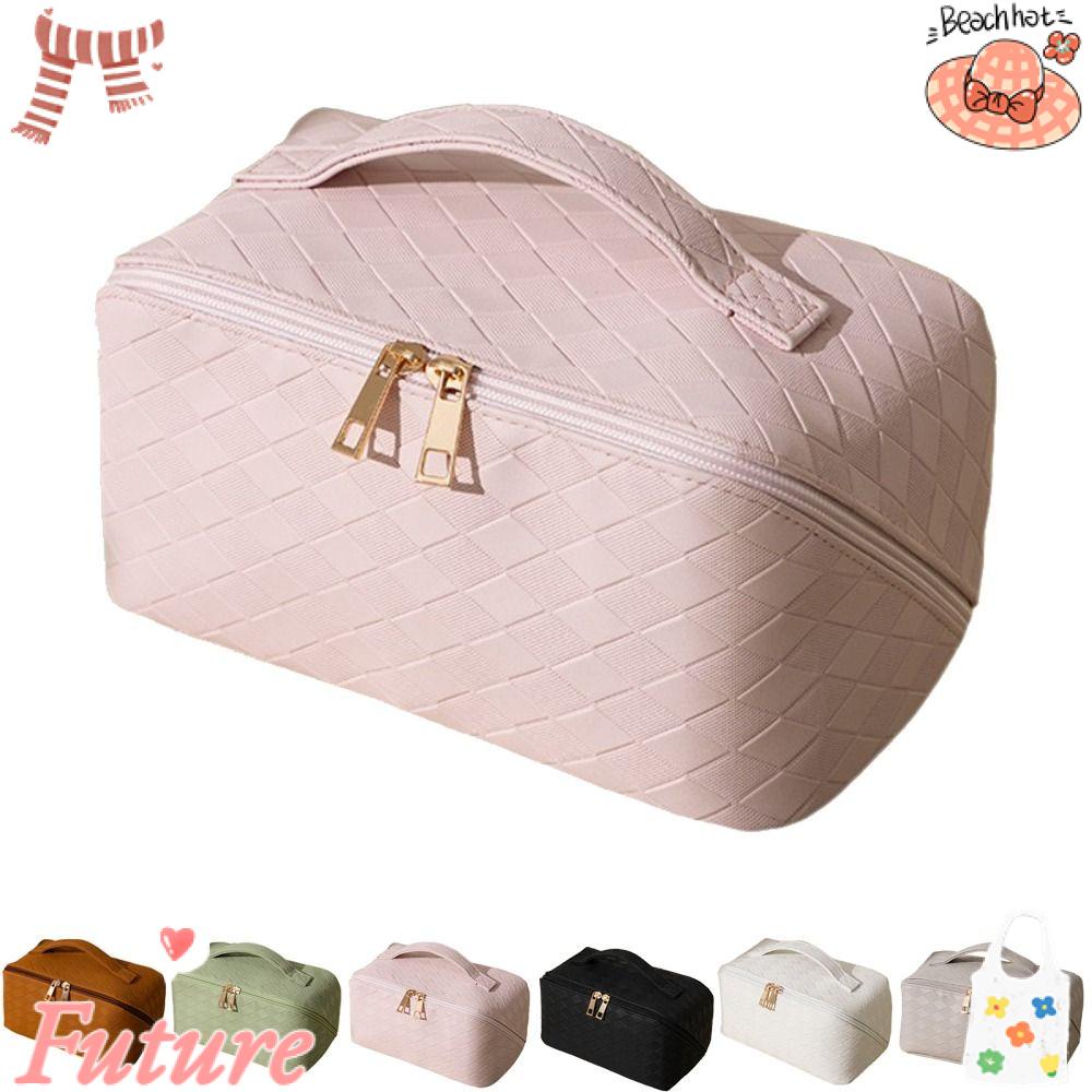 Túi Đựng Đồ Trang Điểm Bằng Da PU Có Tay Cầm Và Chia Ngăn Tiện Lợi Dành Cho Đi Du Lịch