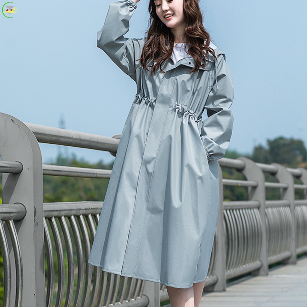 Áo Mưa Dáng Dài Có Mũ Trùm Chống Thấm Nước Gọn Nhẹ Có Thể Tái