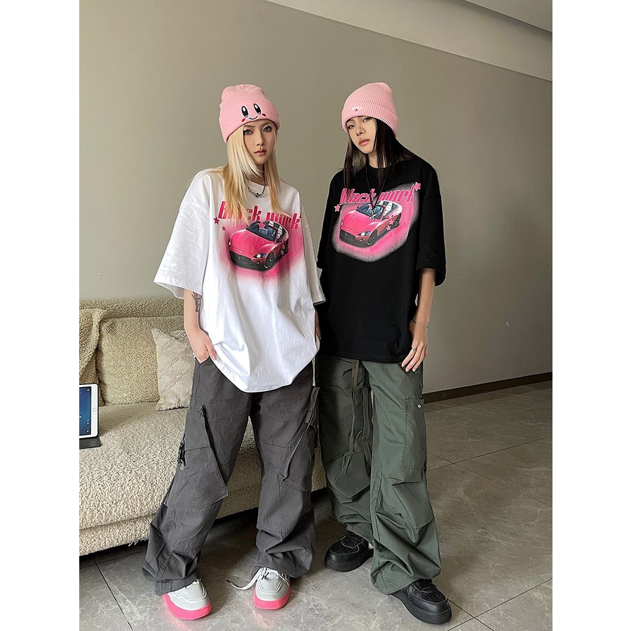 Áo Thun 100% Cotton Tay Ngắn Dáng Rộng In Họa Tiết Đường Phố Thời Trang Cho Nam Và Nữ