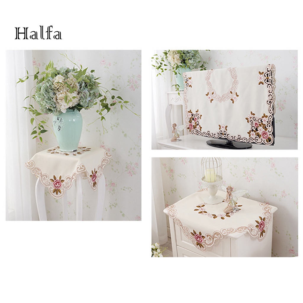 / Hf / Khăn Trải Bàn Bằng Polyester Họa Tiết Thêu Hoa Đẹp Mắt