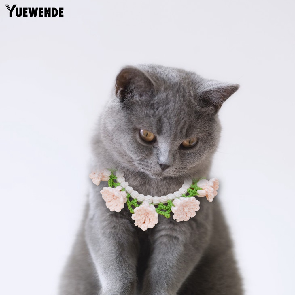 Vòng Cổ Đan Len Họa Tiết Hoa 3D Dễ Thương Có Thể Điều Chỉnh Cho Thú Cưng