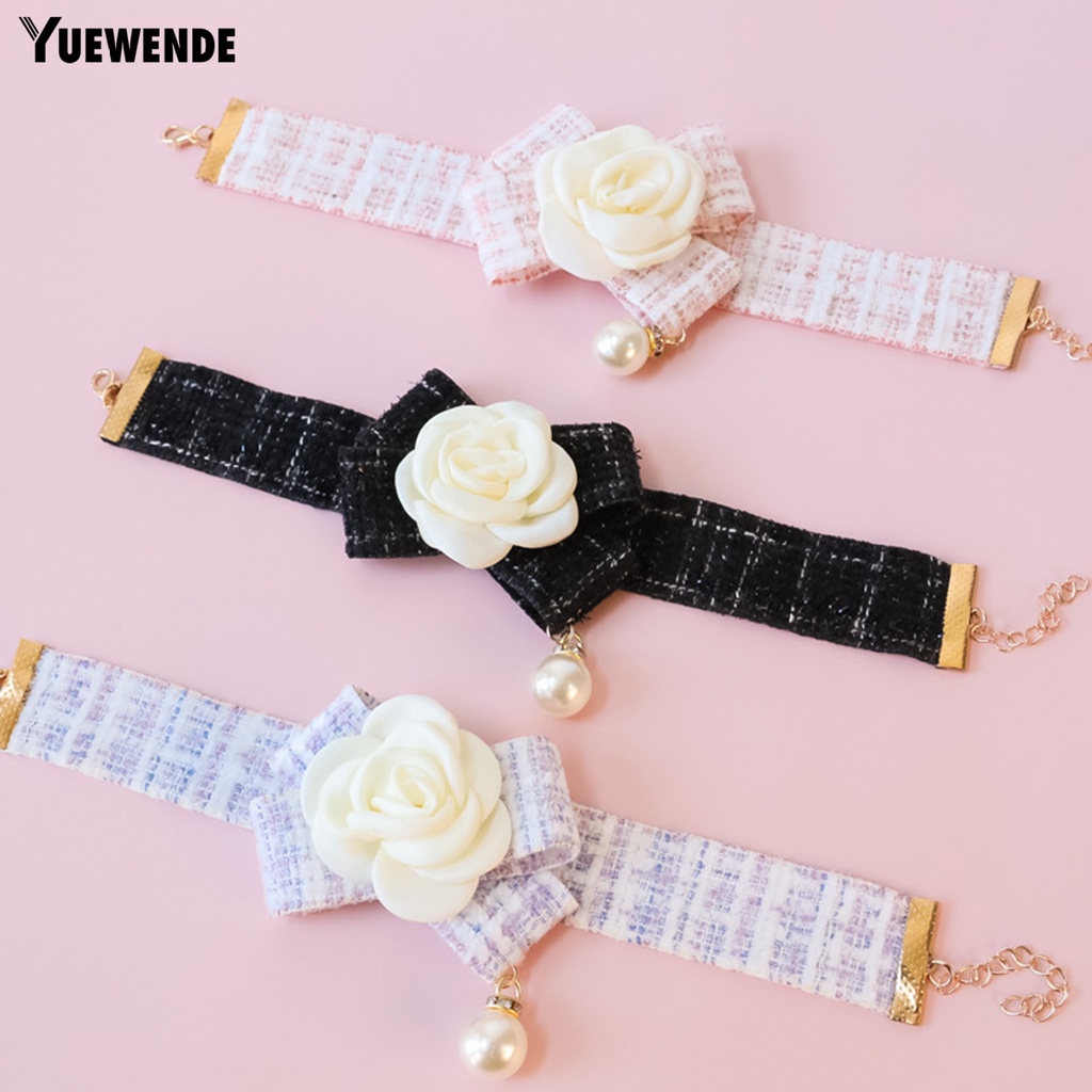 Vòng Cổ Đính Hoa Trà Và Nơ 3D Xinh Xắn Cho Thú Cưng YQ.E